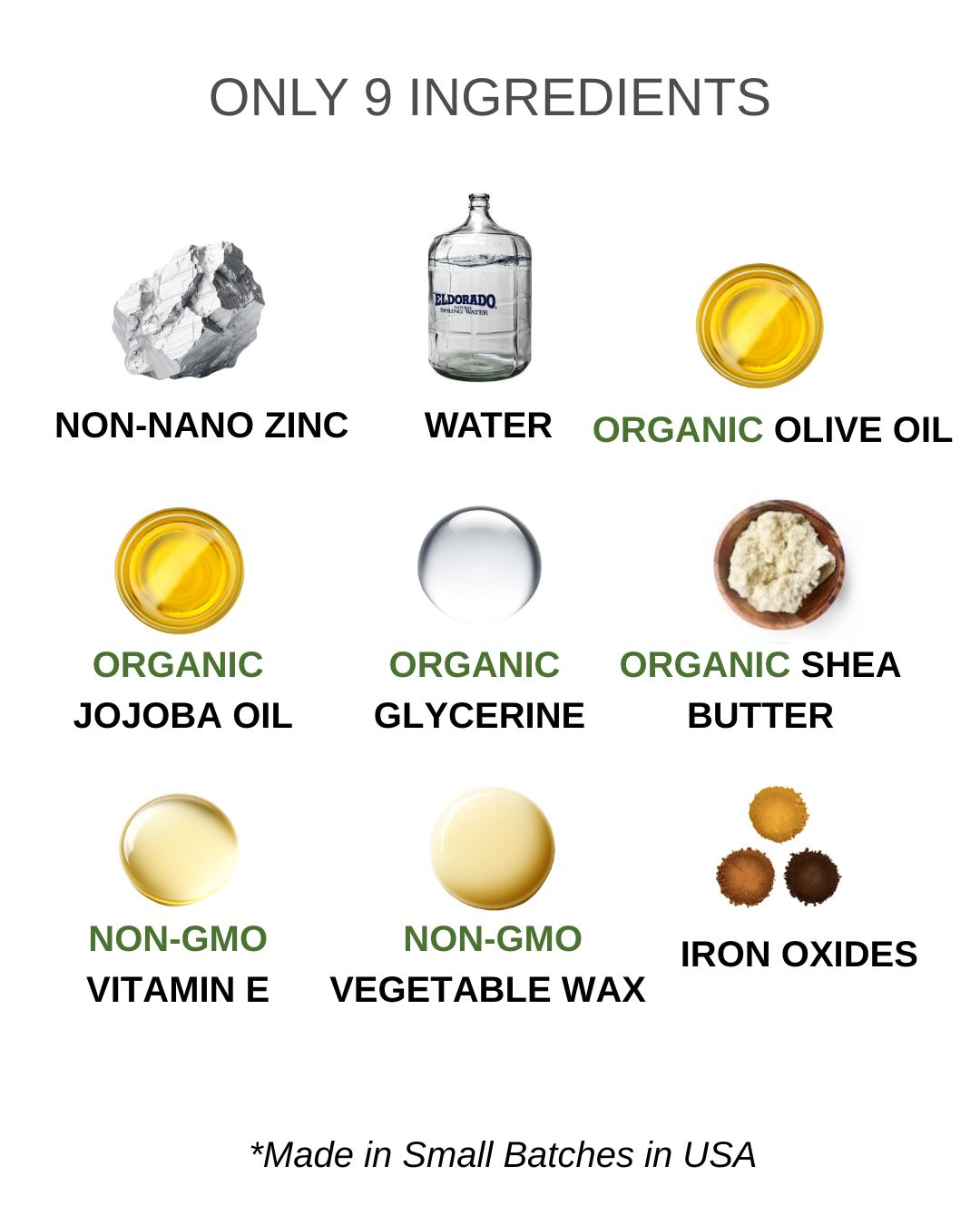 Organic Tinted Face Moisturizer + SPF 30 β 9 Ingredients β No White Cast β Daily Mineral Protection β 2 oz